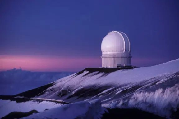 a building covered in snow